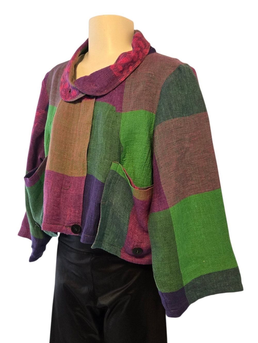 Carla du Nord Linen Blend Colorblock Jacket - EU 44 ≈ Canada/US 12–14 - Picture 2 of 8